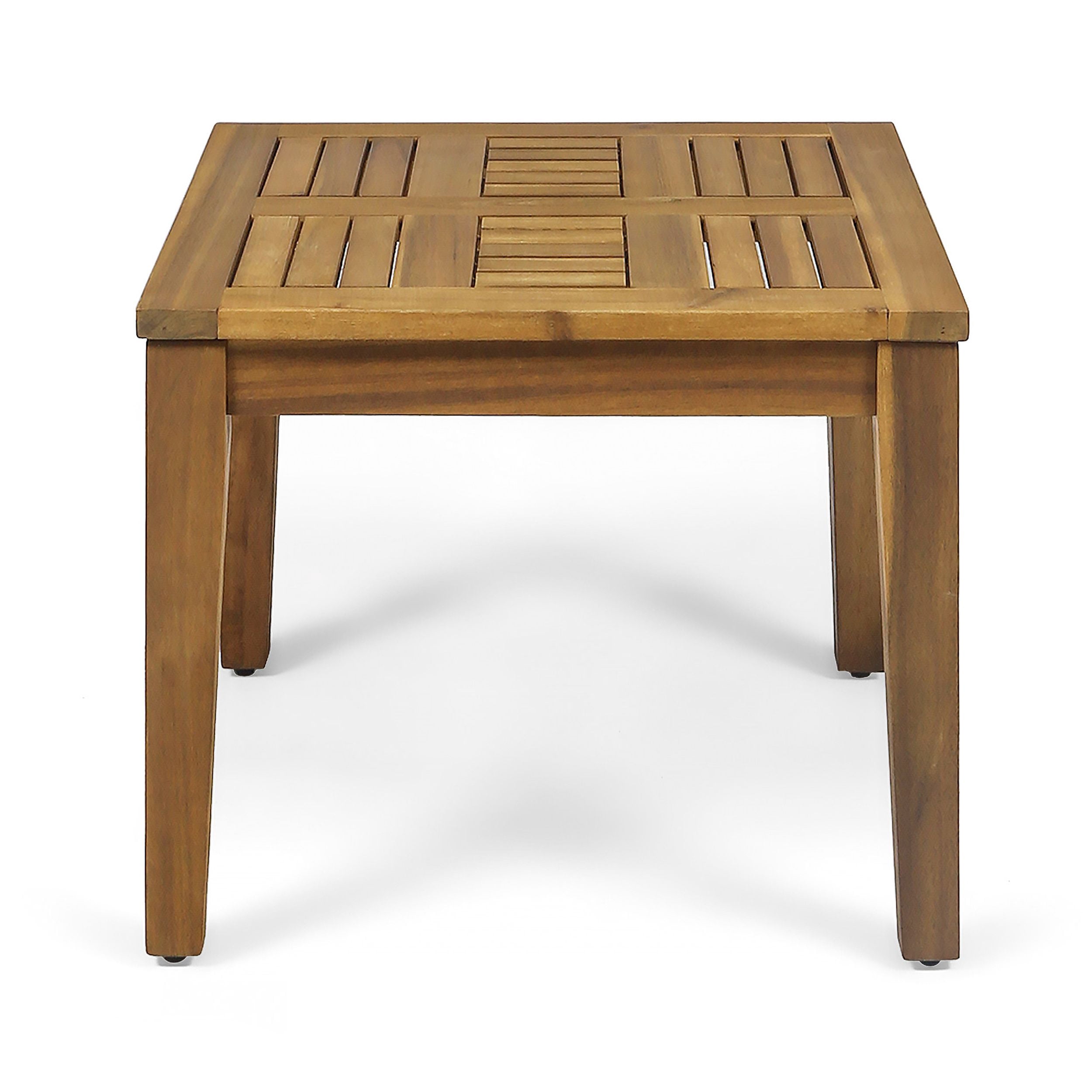 Outdoor Acacia Wood Square Side Table, 20"W×20"D×15.75"H Transitional Low Profile Patio End Table for Garden Balcony Backyard Furniture