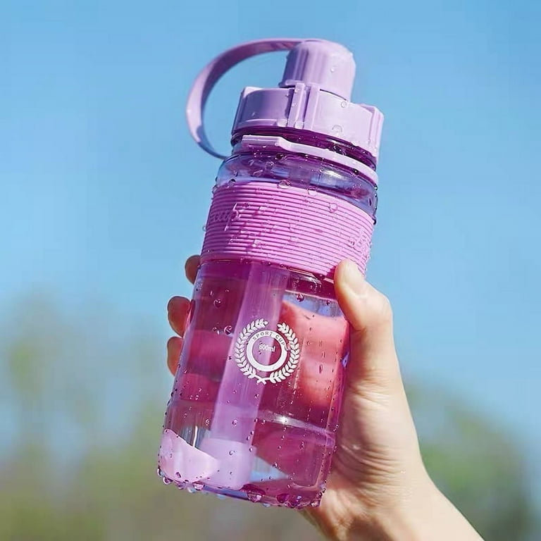 Filter Water Bottle with Filter Straw Replaceable 4-Stage Portable Pink