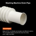 thumbnail image 4 of Uxcell White Washing Machine Drain Pipe 0.2Ft Drain Hose Corrugated Flexible, 4 of 5
