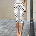 thumbnail image 3 of Women Y3k Side Split Capri Pants Polka Dots Low Rise Fitted Cropped Leggings Casual Stretchy Dressy Capris Going Out, L, 3 of 8