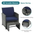 thumbnail image 2 of JOIVI 5 Piece Patio Furniture Set, Wicker Outdoor Conversation Chair and Ottoman Set with Coffee Table, Pillows Included, Navy Blue, 2 of 12