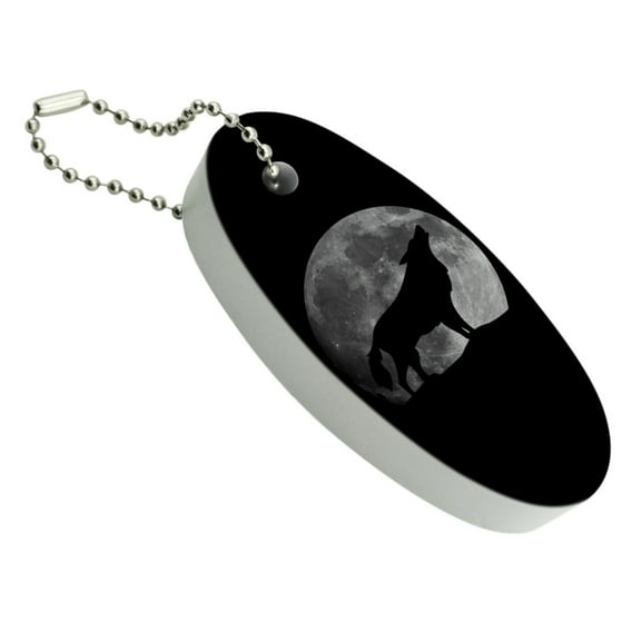 Wolf Howling Moon Silhouette Floating Foam Keychain Fishing Boat Buoy Key Float