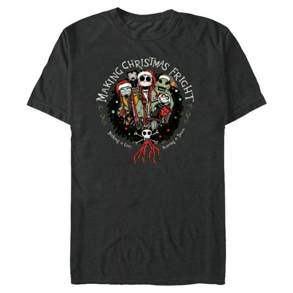 Disney Nightmare Before Christmas Making Christmas FRIGHT - Short Sleeve Blended T-Shirt for Adults - Customized-Dark Heather