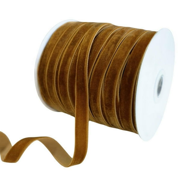 Cinta decorativa Abbaoww de terciopelo marrón vintage, 46 m x 1 cm