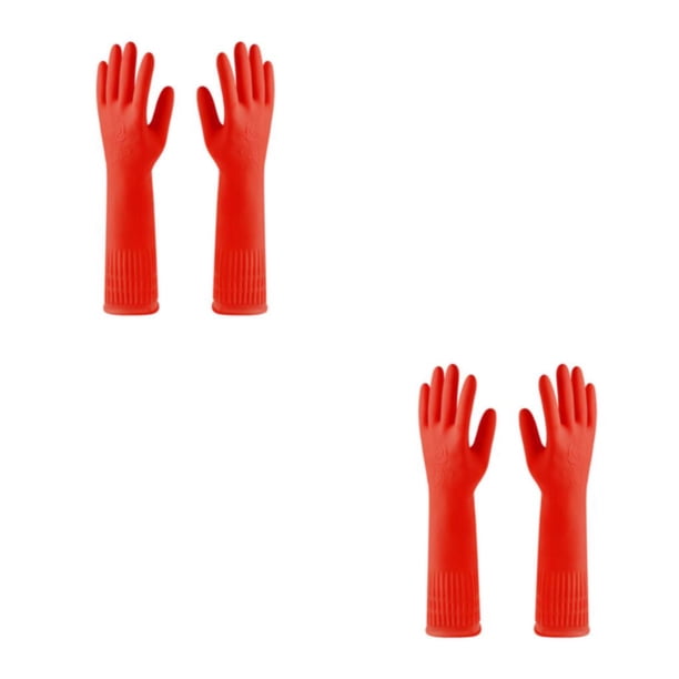 Toystoory 2X guantes de goma utensilio de cocina herramienta de jardinería mano de obra práctica gran sellado guante de manopla para lavar Rojo L 2Conjunto