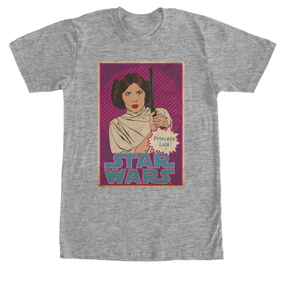 Men's Star Wars Princess Leia Trading Card Graphic Tee Athletic Heather Large