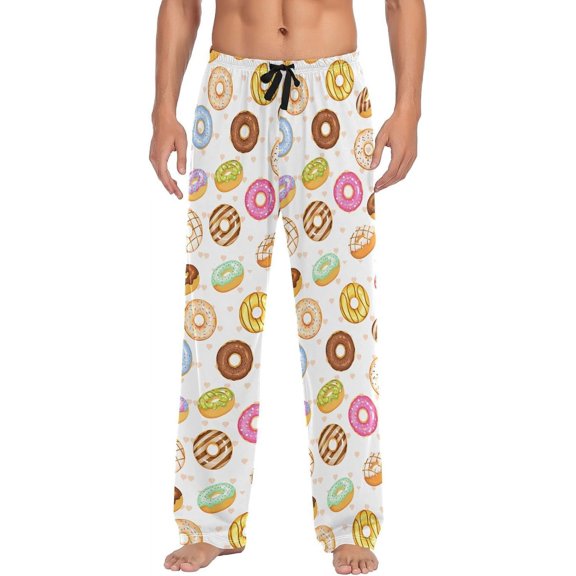 GZHJMY Tasty Doughnut Men's Pajama Pants, Soft and Comfortable Lounge Sleep Bottoms with Pockets, Men's Sleepwear with Custom Print, X-Large