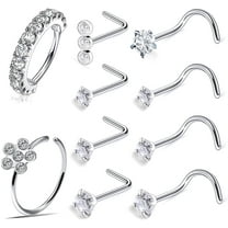 Briana Williams 10PCS 20G Nose Rings, Surgical Steel L-Shaped, Nose Piercing Jewelry