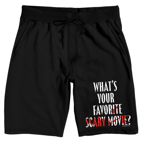 Scream 5 What's Your Favorite Scary Movie Adult Black Sleep Pajama Shorts-Large