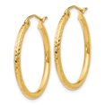thumbnail image 2 of Boucles d'Oreilles Créoles en Or Jaune 14k, Tube Rond 2 mm, 2 of 8