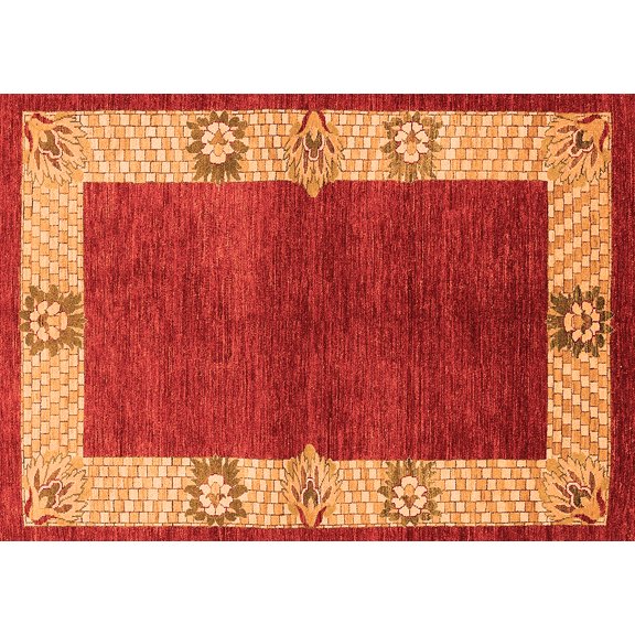 Ahgly Company Indoor Rectangle Oriental Orange Industrial Area Rugs, 4' x 6'