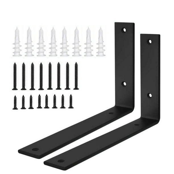 Soportes para estantes de almacenamiento en forma de L, soporte para colgar en la pared de hierro de metal rústico con tornillos, 29,5x4x15cm 2 uds. sidaley HA002234-03B
