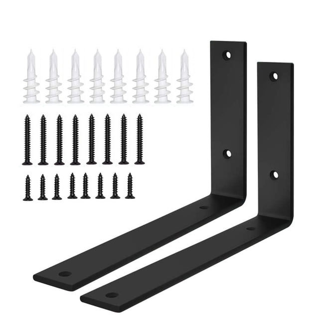 Soportes para estantes de almacenamiento en forma de L, soporte para colgar en la pared de hierro de metal rústico con tornillos, 29,5x4x15cm 2 uds. kenally HA002234-03B