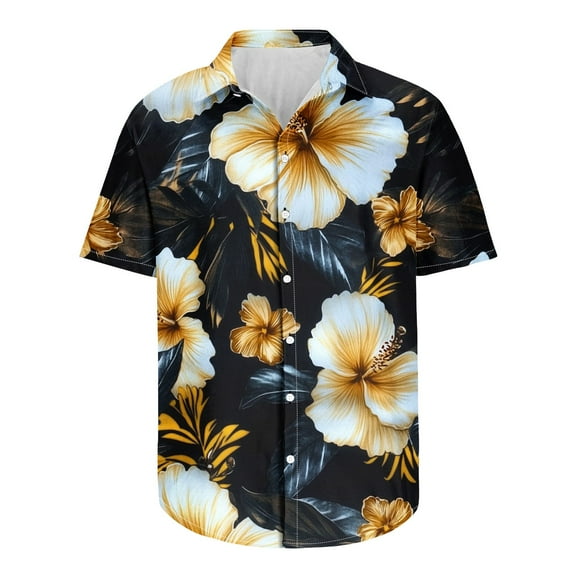 Aloohaidyvio No Boundaries Mens Beach Hawaiian Shirts Short Sleeve Tropical Print Casual Button Down Summer Vacation Shirt