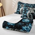 thumbnail image 4 of jejeloiu Blue Rose Highland Cow Twin Quilt Set Kids,Floral Farm Print Twin Coverlet Set,2pcs, 4 of 7