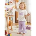thumbnail image 6 of BemeyourBBs Toddler Baby Girl Birthday Outfit 1 2 3 4 5 Years Old Birthday Summer Clothes Baby Girls Ruffled Short Sleeve Crew Neck Letters T-shirt with Plaid Flare Pants Set, 6 of 9