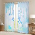 thumbnail image 2 of jejeloiu Handball Sport Theme Blackout Curtains Set of 2 (52x84 Each),Green Blue Ombre Window Curtains For Girls Kids, 2 of 6