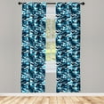 thumbnail image 3 of Ambesonne Palm Tree Curtains, Geometric Blue Shades, Pair of 28"x63", Blue Dark Blue White, 3 of 5