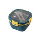 thumbnail image 1 of Wosthever Contenedor de almuerzo apilable, ensaladera con cubiertos, salsa de 4 compartimentos, a prueba de fugas, buen sellado, fiambrera para estudiantes Cocina y Comedor Azul 1700ML Wosthever HA073026-04, 1 of 6