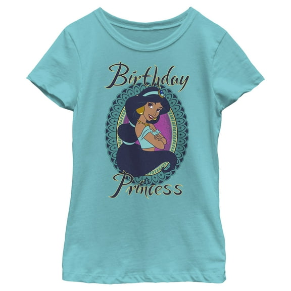Girl's Aladdin Jasmin Birthday Princess  Graphic Tee Tahiti Blue X Large