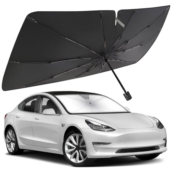 Windshield Sun Shade Umbrella for Tesla Model 3 2018-2025, Foldable Car Umbrella Sunshade with UV Block Front Window Cover (Heat & Sun Protection)