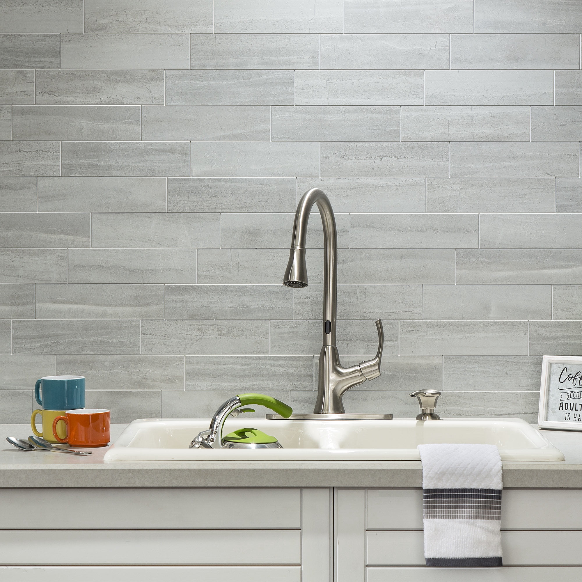 Aspect Collage 12.75in x 5.9in Peel and Stick Backsplash in Roman Slab 15 Sq Ft Kit