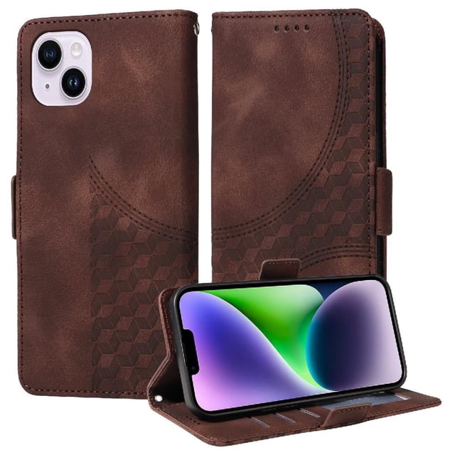 Funda GANGXUN para iPhone 14 Plus con diseño acolchado elegante, cuero PU, protección total y ajuste preciso