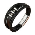 thumbnail image 1 of Pulsera de cuero trenzado negro para hombre, brazalete de 21 cm, 8,3", suave y B, 1 of 9
