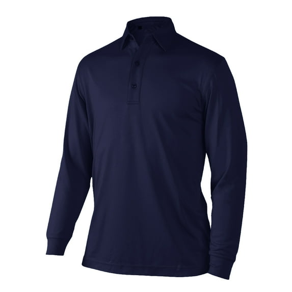 Monterey Club Men's Long Sleeve Moisture Wicking Solid Golf Polo Shirt #3671