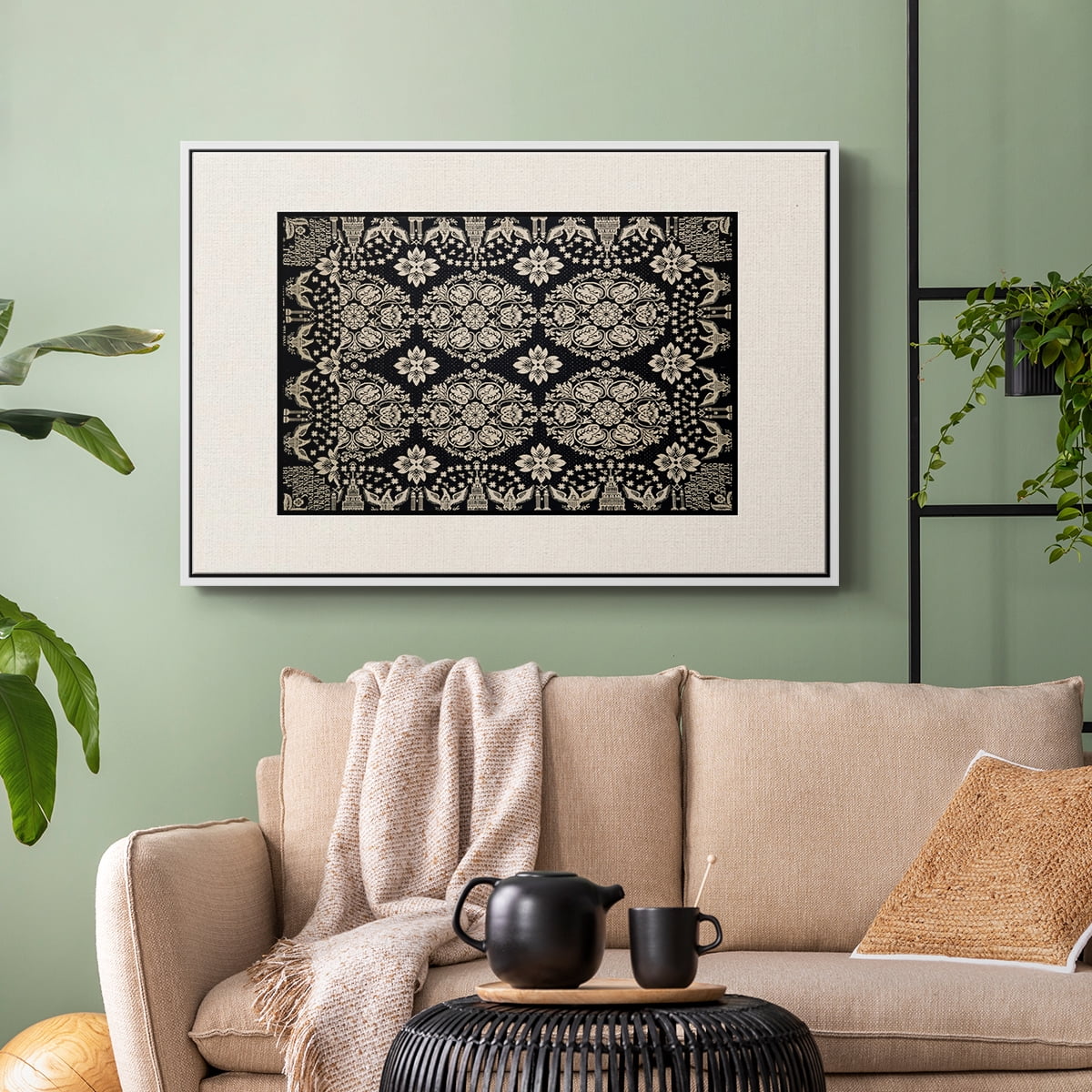 Vintage Abstract Print-XI Framed in White Wood Gallery Wrapped Canvas 25 in. x 37 in.