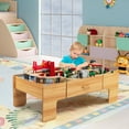 thumbnail image 2 of Costway Ensemble de Train en Bois pour Enfants et Table Double Face avec 100 Pcs et Tiroir de Rangement, 2 of 10