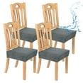 thumbnail image 1 of Uxcell 4-Pack Fundas de Silla Impermeables para Comedor, Fundas de Asiento de Jacquard Elásticas Removibles y Lavables para Sillas, Protector de Cojín para Cocina/Hogar/Banquete [Gris Oscuro], 1 of 1