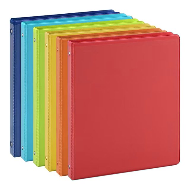 Binder SUIN, 3 anillas, 0,5 pulgadas, con 2 bolsillos interiores, paquete de 6