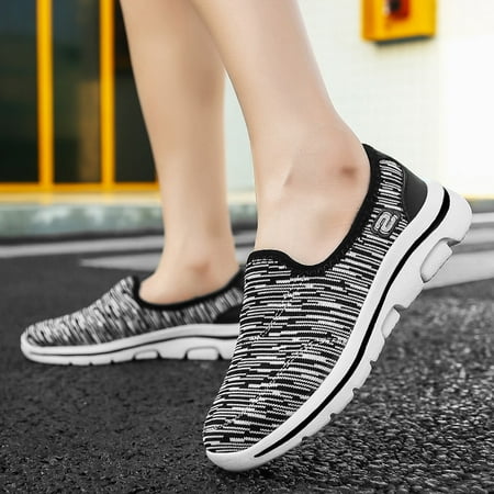

Casual Stripes Slip On Loafers Fashion Anti Slip Knitting Running Sports Sneakers Women s Footwear
