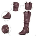 thumbnail image 4 of Rokment Slouchy Knee High Boots for Women 2025 Winter Fall Fashion Leather Pointed Toe Chunky Low Heel Long Tall Dress Boots Brown Size 9.5, 4 of 6