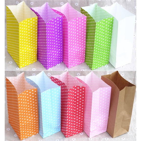 vlrwzc New Paper Bag Mini Stand Colorful Polka Dot Bags 18x9x6cm Favor Open Top Gift Packing Paper Treat Gift Bag Wholesale