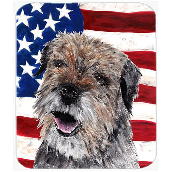 Carolines Treasures  Border Terrier Mix USA American Flag Mouse Pad