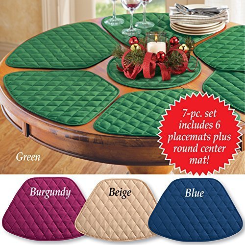 Collections Etc Padded Round Table Placemats And Centerpiece, 7Pc Blue
