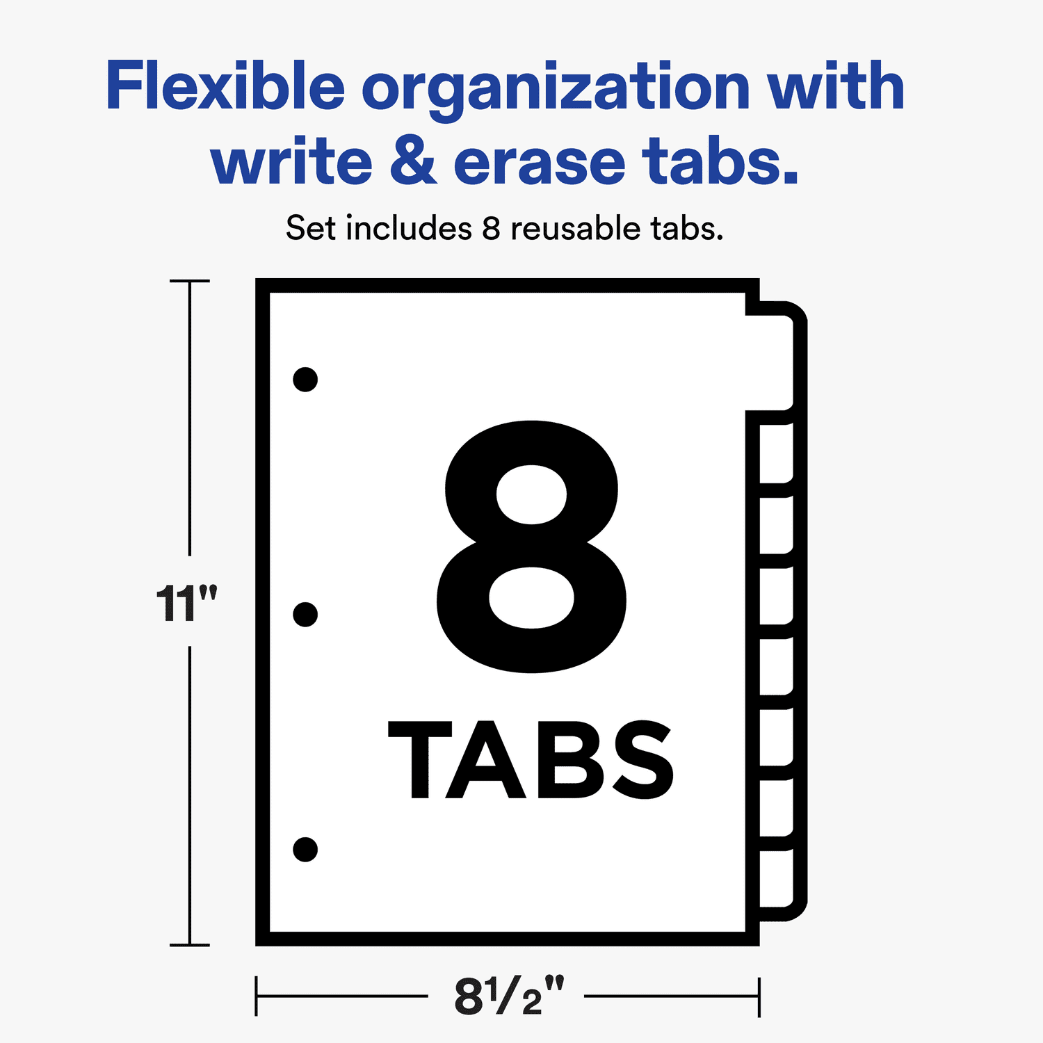 Avery Write & Erase Divider, 8-Tab, Paper, Multicolor Body, Multicolor Big Tabs, Handwrite, 1 Set
