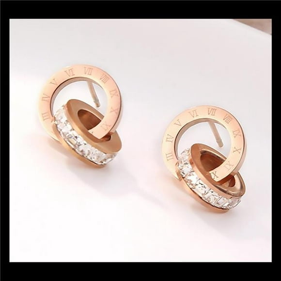 Stainless Steel Crystal Studded Fashion Earrings