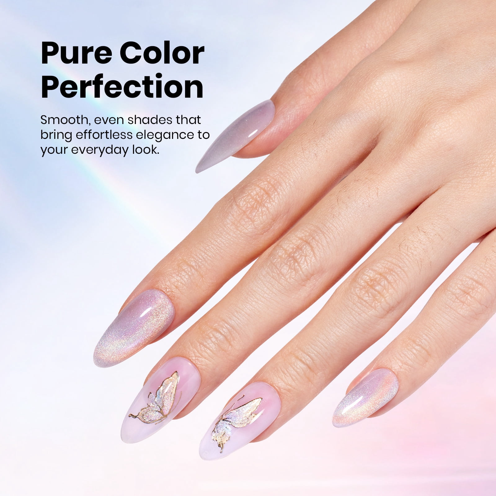 Beetles Stay Shining Gel Nail Polish, Cat Eye, Iridescent Cloud Mirror, 0.51 fl oz