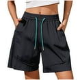 thumbnail image 2 of AnuYalue Shorts for Women Elastic Waist Drawstring Straight Leg Shorts Running Workout Short Pants with Pockets Black M, 2 of 6