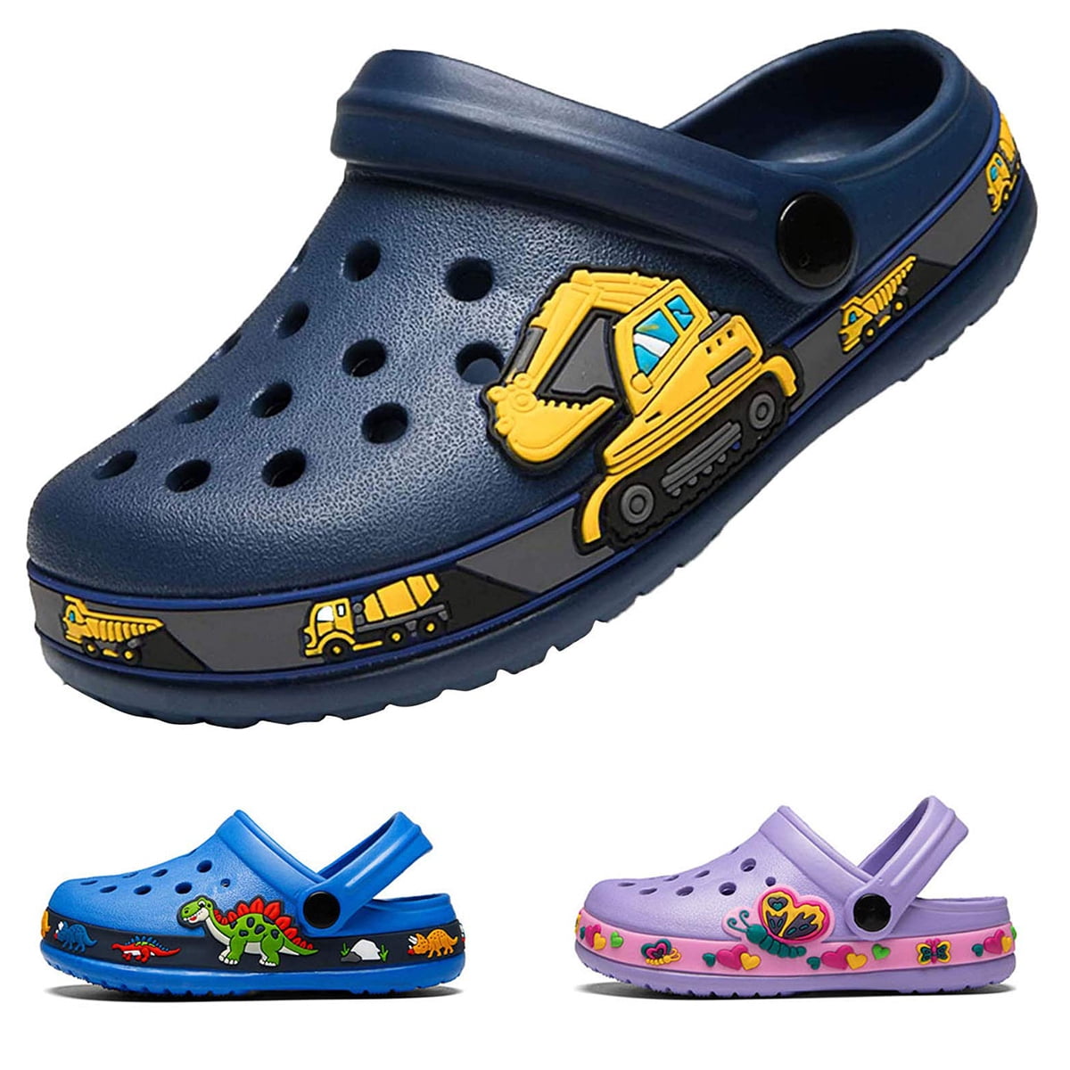 Drecage Toddler Boys Girls Clogs Kid's Cartoon Garden Clogs Slide