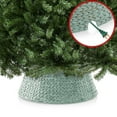 thumbnail image 4 of 24-Inch Water Hyacinth Christmas Tree Collar, Woven Tree Base Cover with Cord Cut Out, Seafoam, 4 of 6