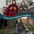 thumbnail image 4 of PAVILIA Wearable Blanket Poncho for Women Men, Oversized Hoodie Sweatshirt Poncho Blanket, Hooded Sweater Wrap Cape Neck Warmer, Fleece Soft Hug Sleep Pod Adult, Cozy Warm Gift Ideas for Sister, Gray, 4 of 7