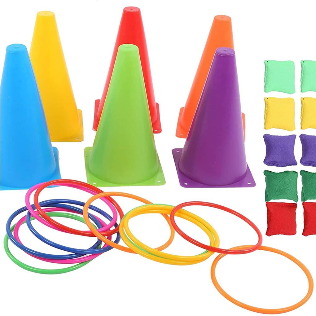 Thinsont 3 in 1 Children Colorful Ring Throwing Toss Game Set Funny