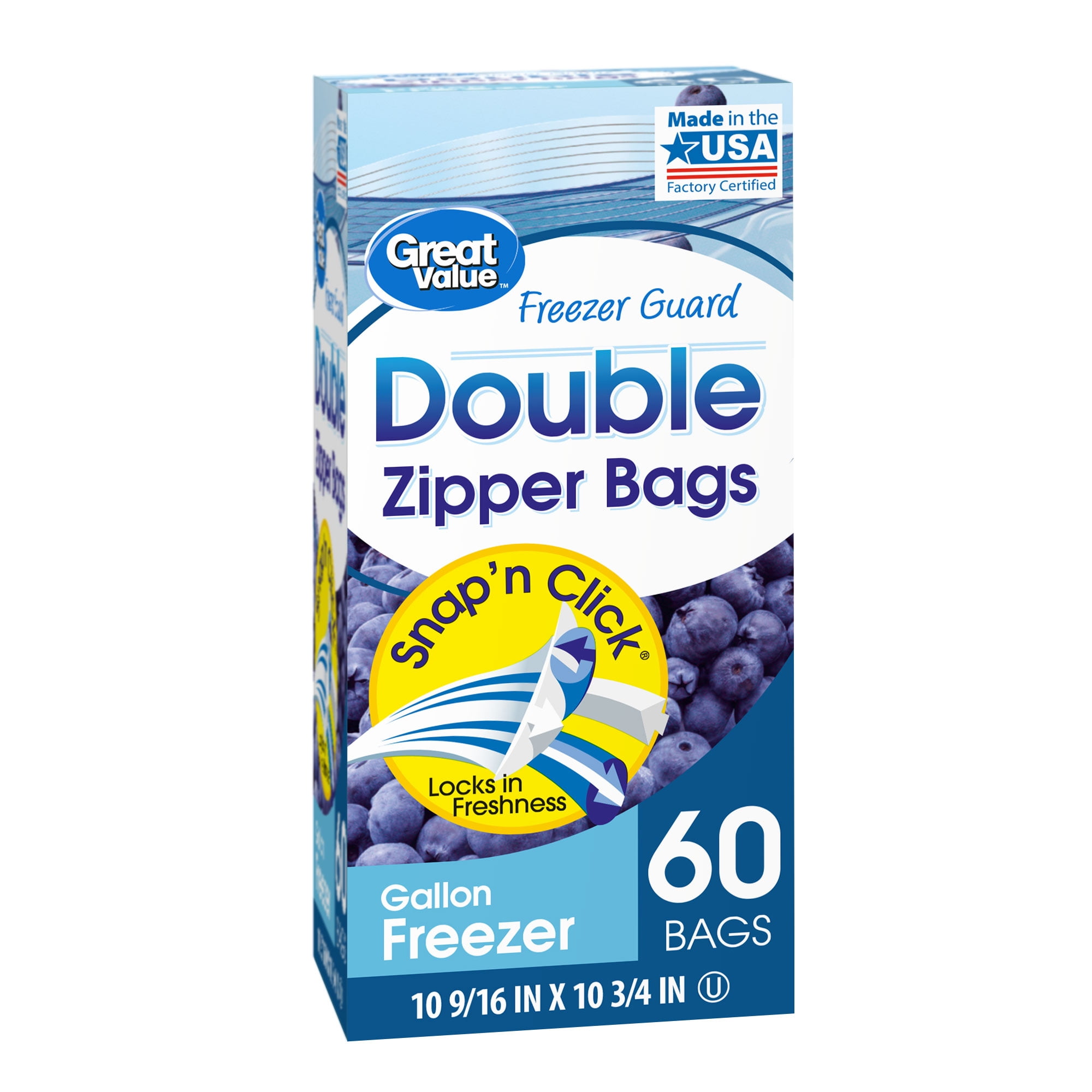 Great Value Fresh Seal Double Zipper Freezer Bags Gallon 60 Count Walmart Com Great Value Fresh Seal Double Zipper Freezer Bags Gallon 60 Count Walmart Com