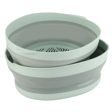 

price crash Double Layer Drain Basket Separate Design Foldable Portable Fruit Vegetable Storage Basket for Kitchen Outdoor Travel Green Large