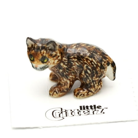 Little Critterz Bobcat Kitten "Whiskers" Hand-painted - Home Decor Animal Decorative Figurine Birthday Gift - Miniature Porcelain Figurine