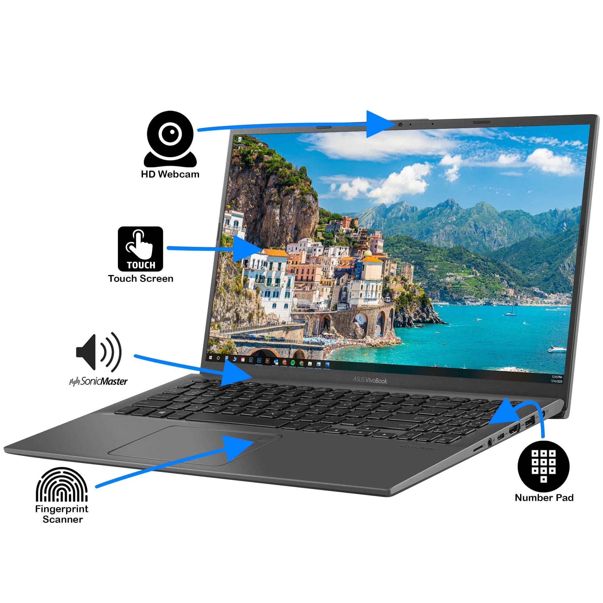 ASUS VivoBook Notebook, 15.6" FHD Touch Display, Intel Core i5-1035G1 Upto 3.6GHz, 8GB RAM, 256GB NVMe SSD, HDMI, Wi-Fi, Bluetooth, Windows 10 Home (R564JA-UH51T)